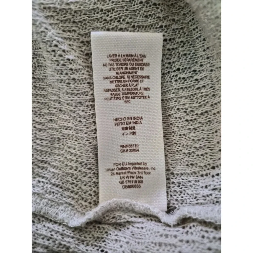 Free People Easy Breezy Henley-Floral Applique Beige Long Sleeve Top L
